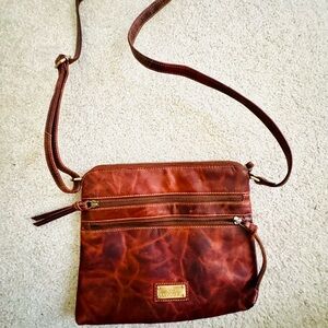Levian Brown Leather Crossbody Bag with Adjustable Strap